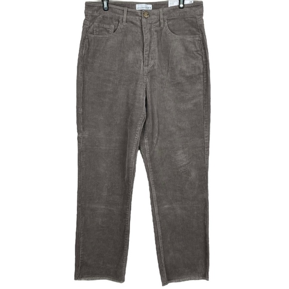 NWT Loft The Straight Crop High Rise Curvy Raw Hem Grey Corduroys - Picture 1 of 9